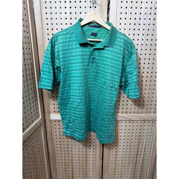 Nike Other - Nike Tiger Woods Collection Mens Green Striped Short Sleeve Golf Polo Shirt M